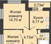 2-комн, 41.4кв м, этаж 6/10 Окская наб, 13к1