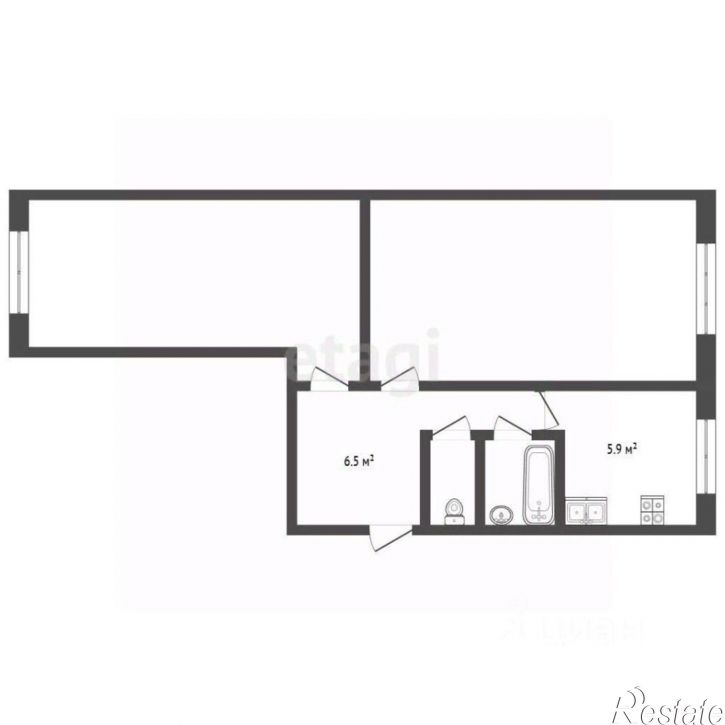 2-комн квартира улица Самохвалова, 10Б,  д. 10Б
