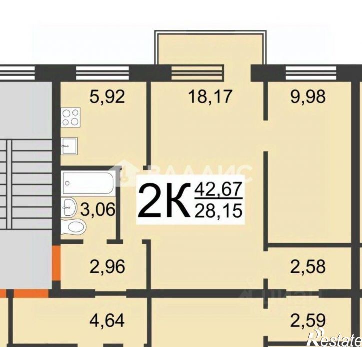 2-комн квартира проспект Циолковского, 8А,  д. 8А